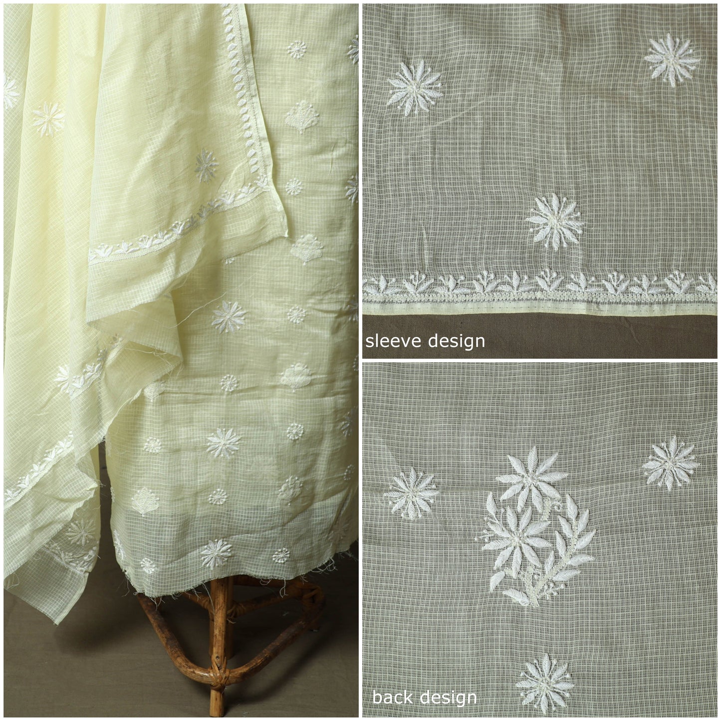 Lucknowi hand embroidered kota doria cotton chikankari 2pc