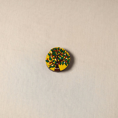 Madhubani handpainted pine wood fridge magnet 15