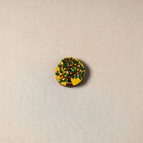 Madhubani handpainted pine wood fridge magnet 15