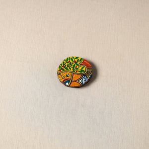 Madhubani handpainted pine wood fridge magnet 22