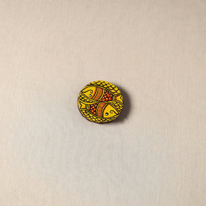 Madhubani handpainted pine wood fridge magnet 23