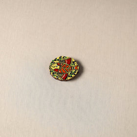 Madhubani handpainted pine wood fridge magnet 24