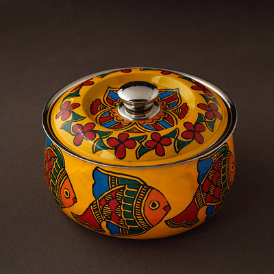  Madhubani Handpainted Stainless Steel Casserole 
