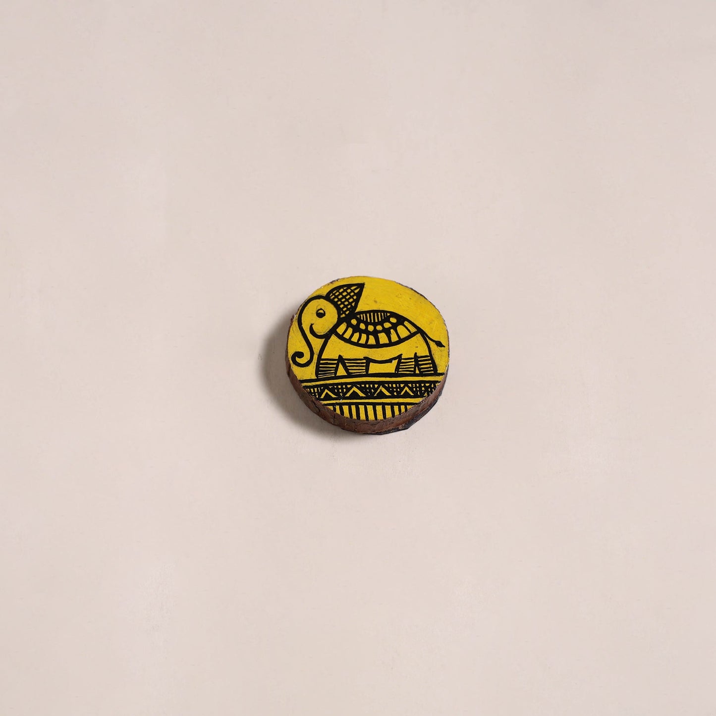 Madhubani handpainted wooden fridge magnet 26 - handcrafted