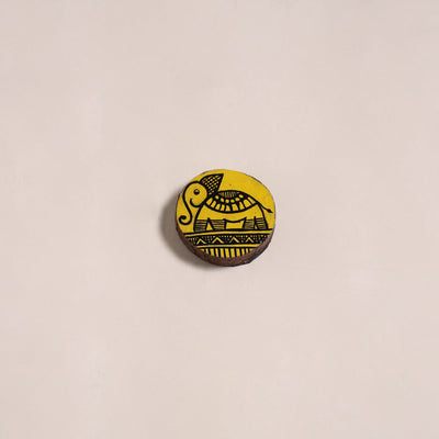 Madhubani handpainted wooden fridge magnet 26 - handcrafted