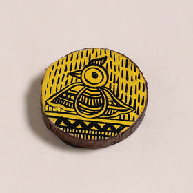 Madhubani handpainted wooden fridge magnet 28 - handcrafted