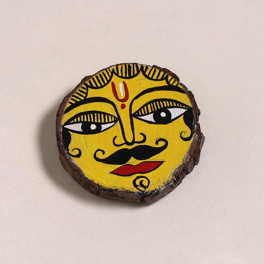 Jamini roy handpainted wooden fridge magnet 32 - handcrafted