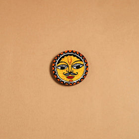 Yellow - madhubani handpainted wooden fridge magnet 33