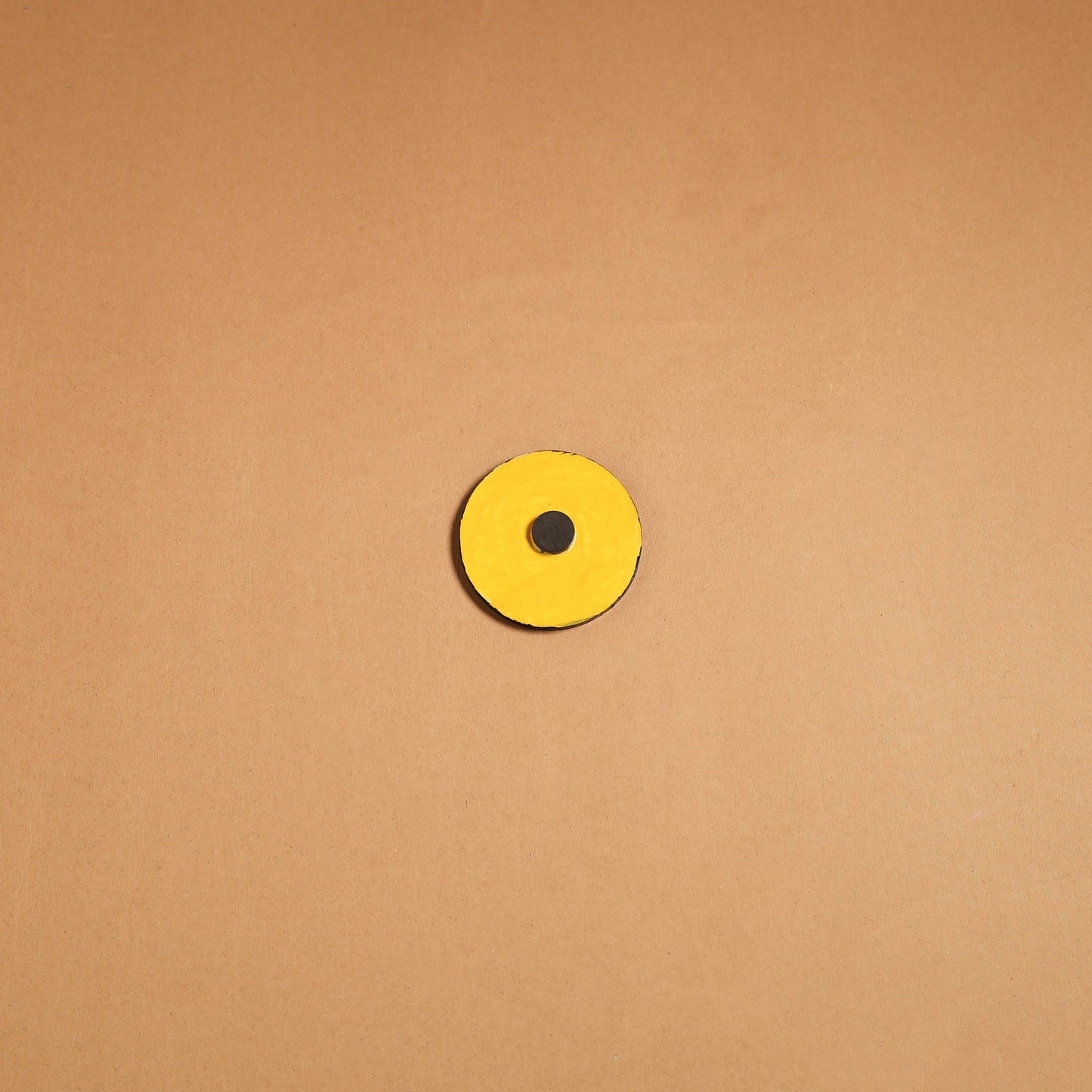 Yellow - madhubani handpainted wooden fridge magnet 33