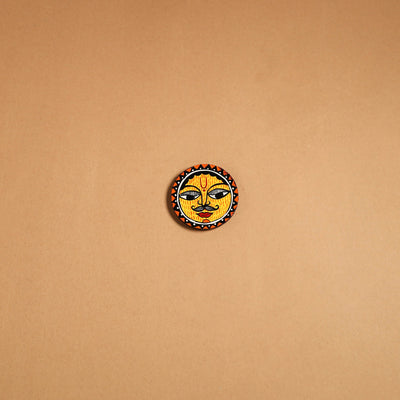 Yellow - madhubani handpainted wooden fridge magnet 33