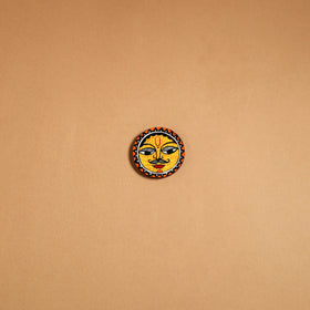 Yellow - madhubani handpainted wooden fridge magnet 33