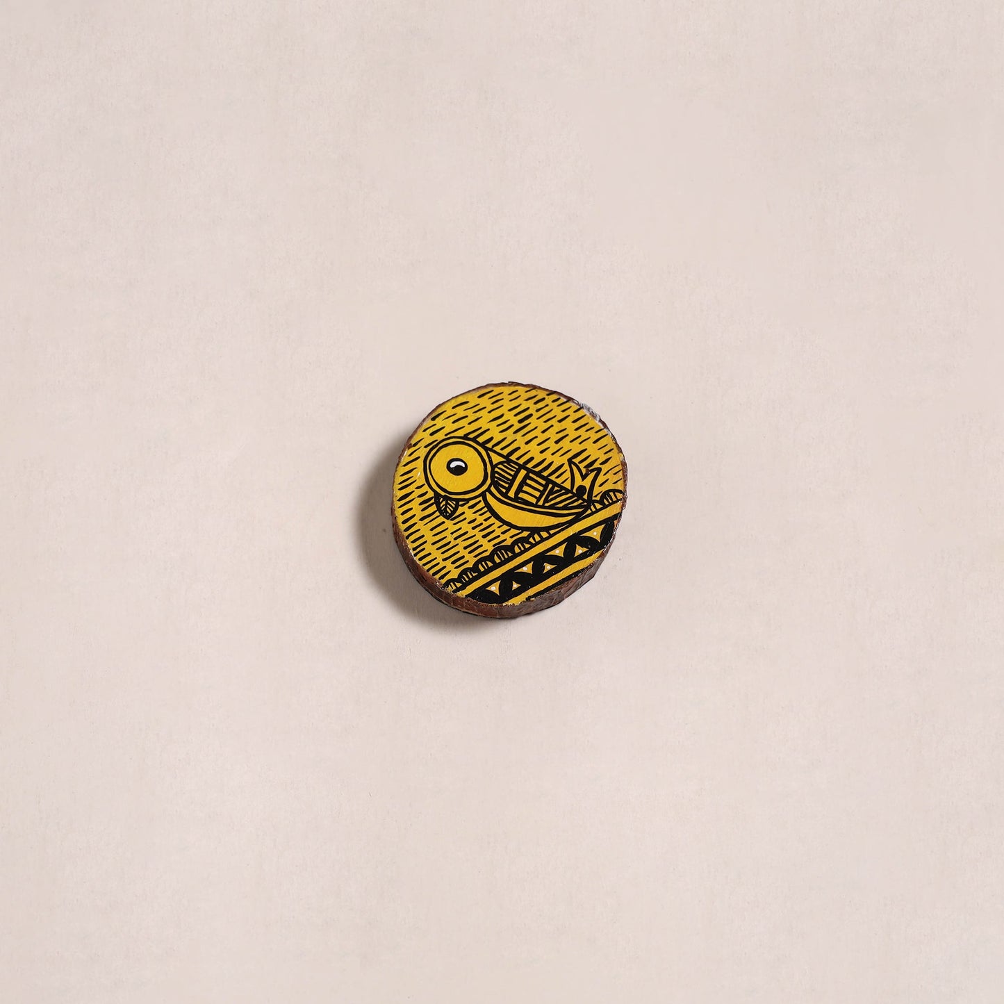 Madhubani handpainted wooden fridge magnet 33 - handcrafted