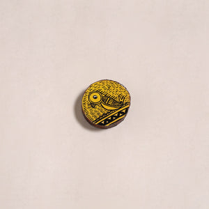 Madhubani handpainted wooden fridge magnet 33 - handcrafted