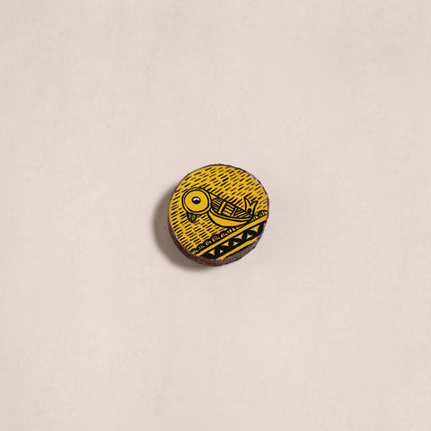 Madhubani handpainted wooden fridge magnet 33 - handcrafted