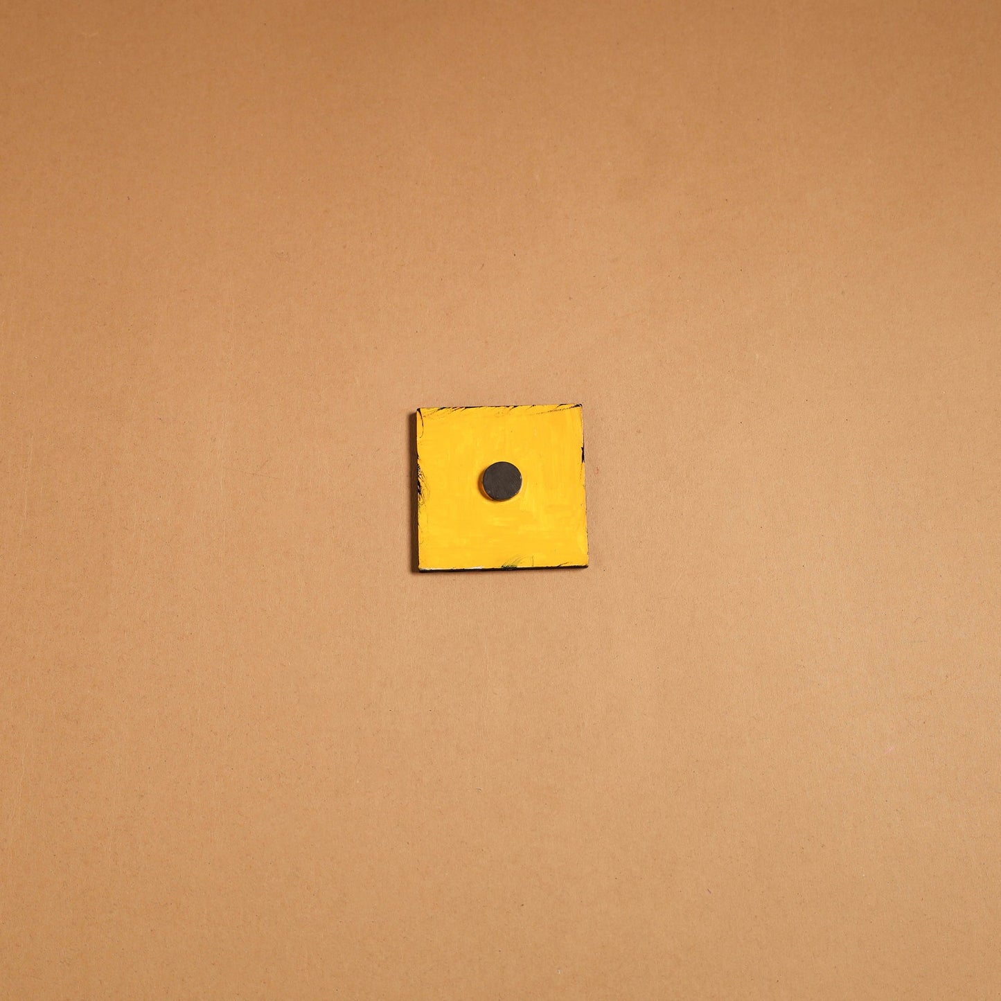 Yellow - madhubani handpainted wooden fridge magnet 45