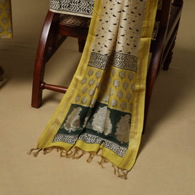 Maheshwari silk bagru hand 3pc unstitched dress material 21