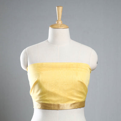 Yellow - maheshwari silk blouse piece 07 - handcrafted