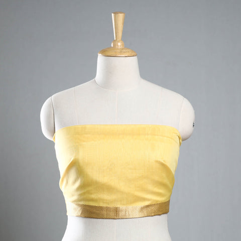 Yellow - maheshwari silk blouse piece 07 - handcrafted