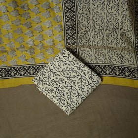 Maheshwari silk hand block bagru print 3pc unstitched dress