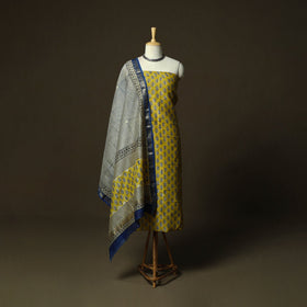 Maheshwari silk hand block bagru print 3pc unstitched dress