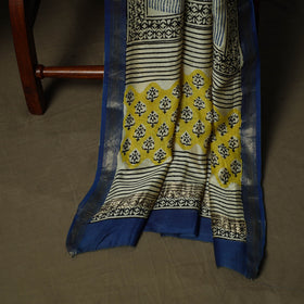 Maheshwari silk hand block bagru print 3pc unstitched dress