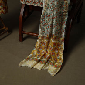 Maheshwari silk hand block sanganeri print 3pc unstitched