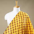 Yellow Mangalagiri Block Printed Handwoven Cotton Fabric 