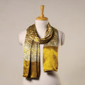 Yellow Mashru Silk Printed Ajrakh Stole 