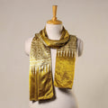 Yellow Mashru Silk Printed Ajrakh Stole 