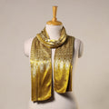 Yellow Mashru Silk Printed Ajrakh Stole 