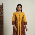 Mehfil Mosaic Cotton A-Line Yellow Jacquard Kurta for Women
