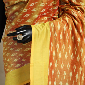 Yellow - mercerised cotton handloom pochampally ikat saree