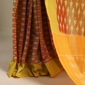 Yellow - mercerised cotton handloom pochampally ikat saree
