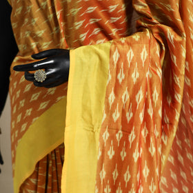 Yellow - mercerised cotton handloom pochampally ikat saree