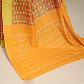 Yellow - mercerised cotton handloom pochampally ikat saree