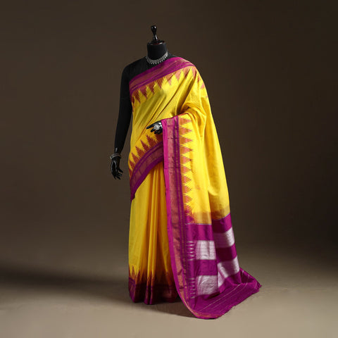 Mercerized cotton gadwal ilkal saree with temple zari