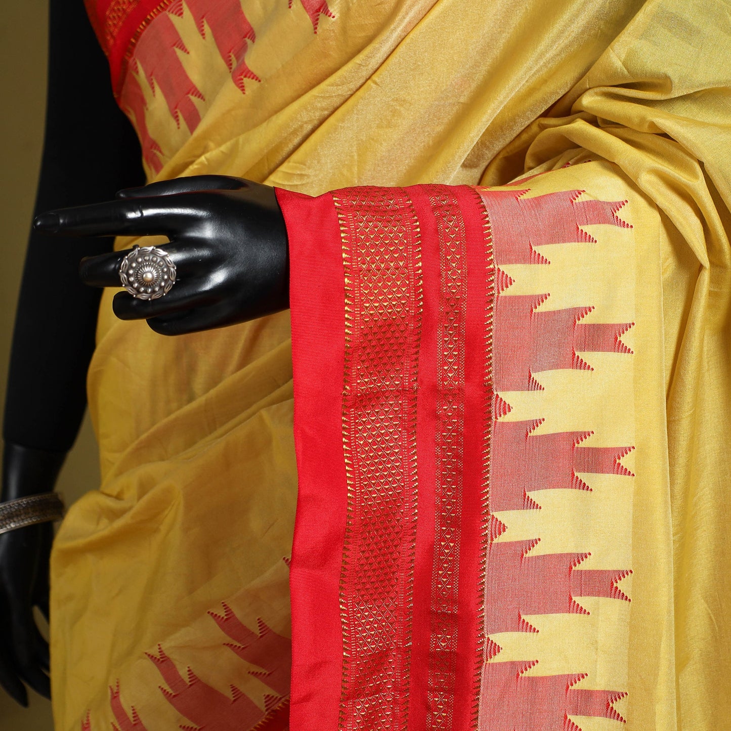 Yellow - mercerized cotton ilkal saree with blouse 31