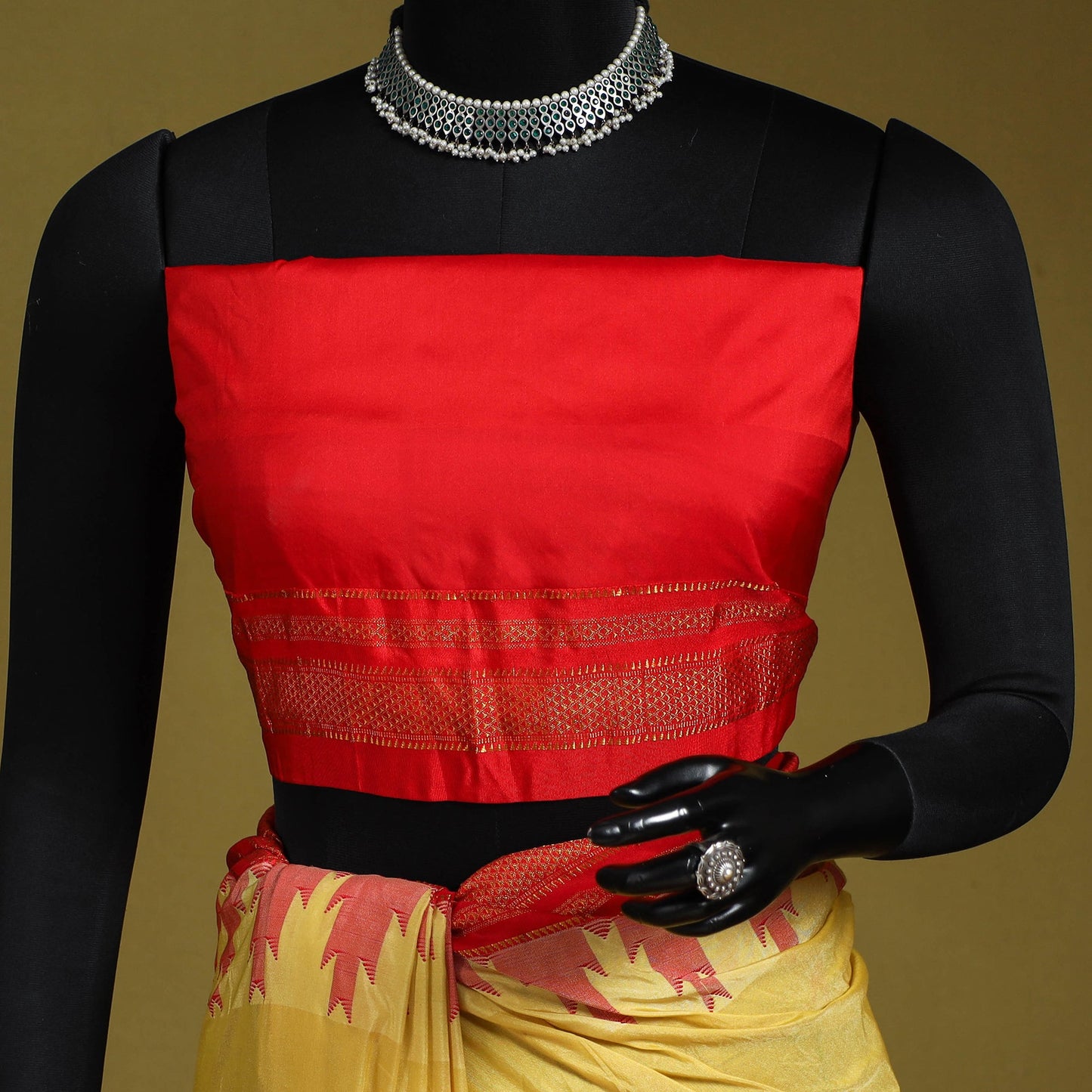 Yellow - mercerized cotton ilkal saree with blouse 31