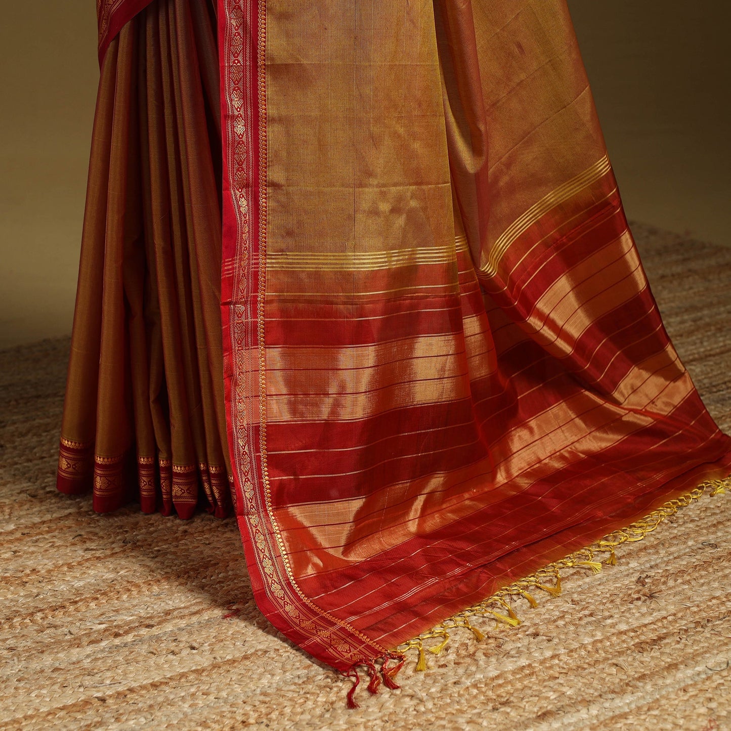 Mercerized cotton ilkal saree with border 12 - handcrafted