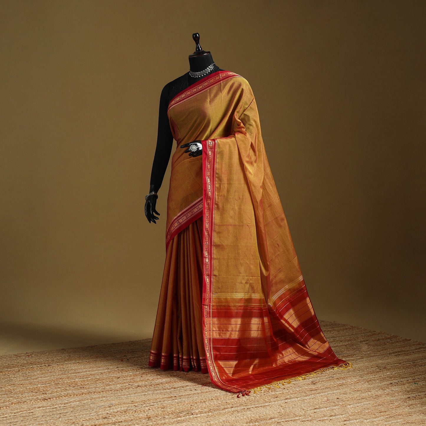 Mercerized cotton ilkal saree with border 12 - handcrafted