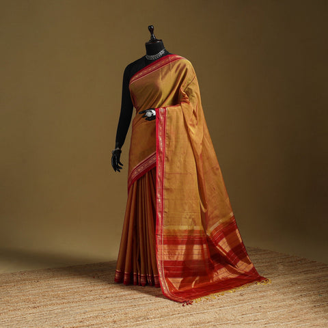 Mercerized cotton ilkal saree with border 12 - handcrafted