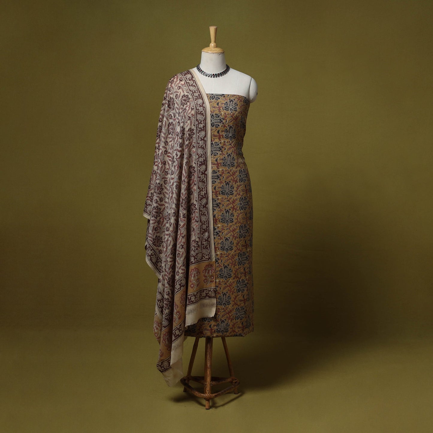 Merino wool pedana kalamkari 3pc unstitched dress material