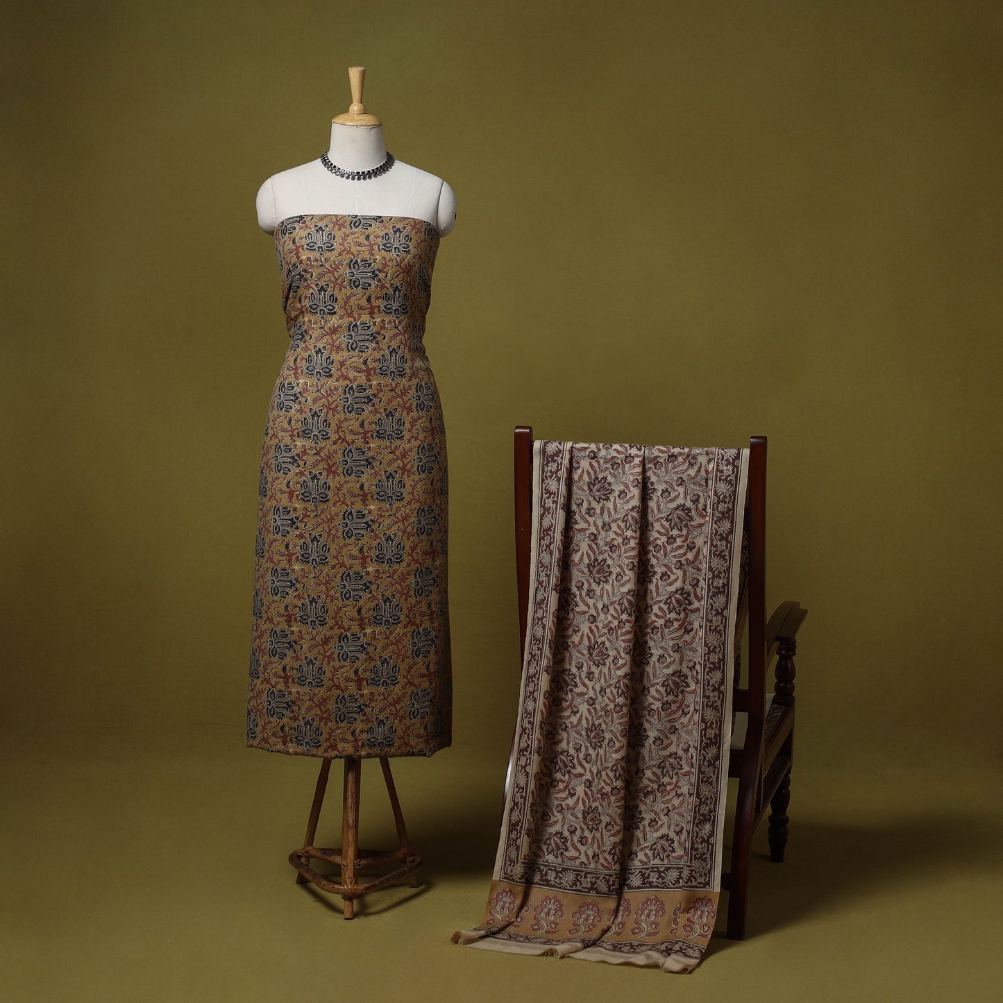 Merino wool pedana kalamkari 3pc unstitched dress material