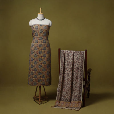 Merino wool pedana kalamkari 3pc unstitched dress material