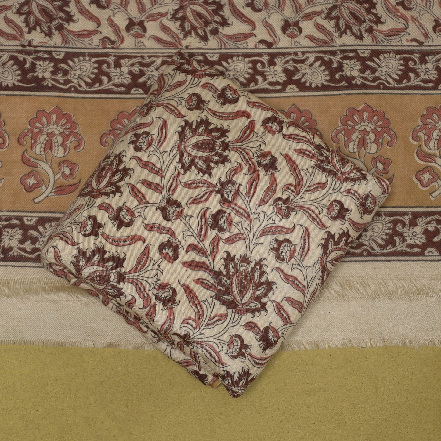 Merino wool pedana kalamkari 3pc unstitched dress material