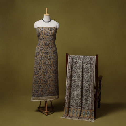 Merino wool pedana kalamkari 3pc unstitched dress material