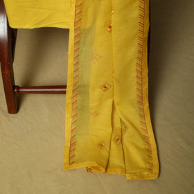 Mirror work embroidered cotton 3pc unstitched dress