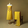 Mirror work embroidered cotton 3pc unstitched dress