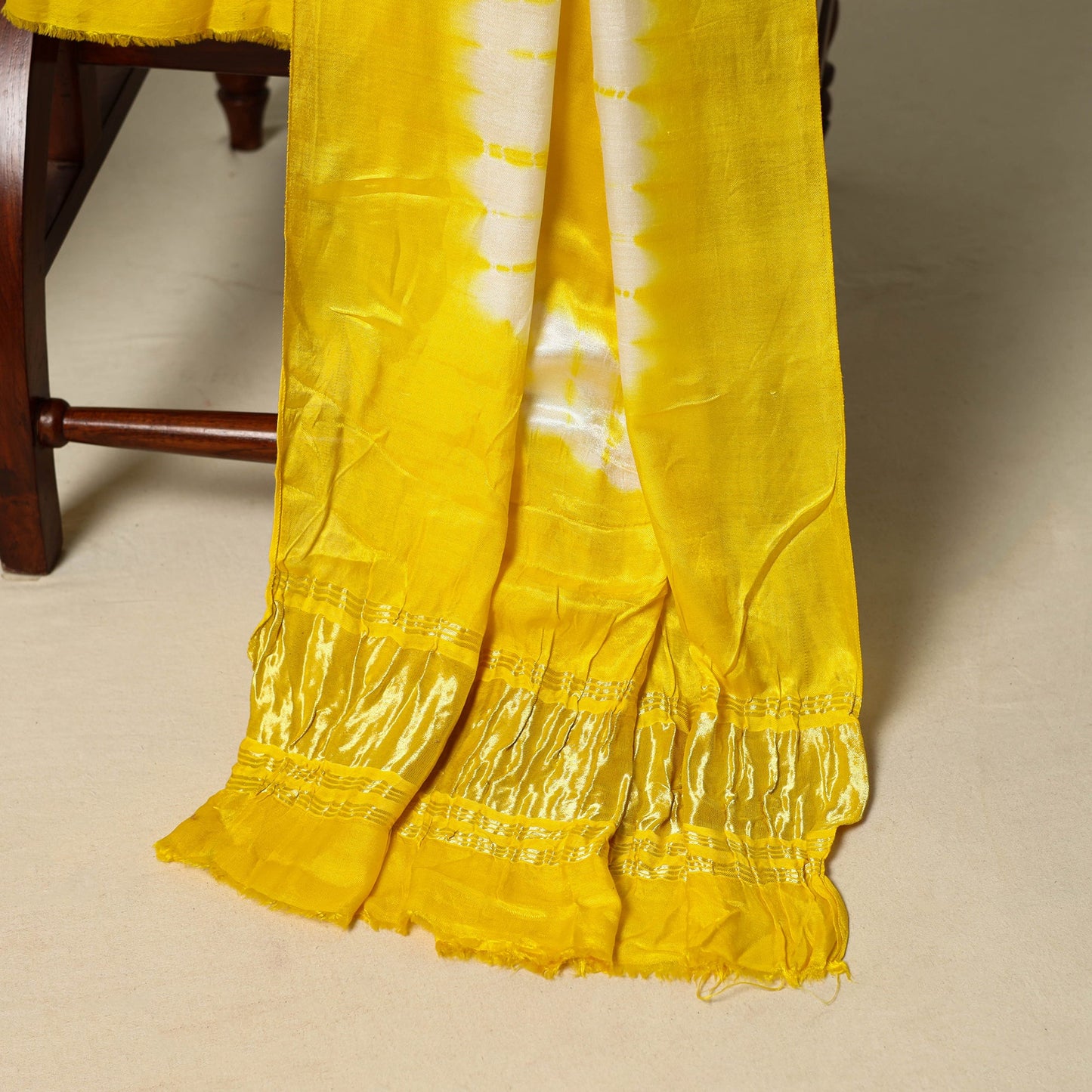 Yellow - modal silk 3pc unstitched shibori dress material