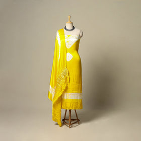 Yellow - modal silk 3pc unstitched shibori dress material